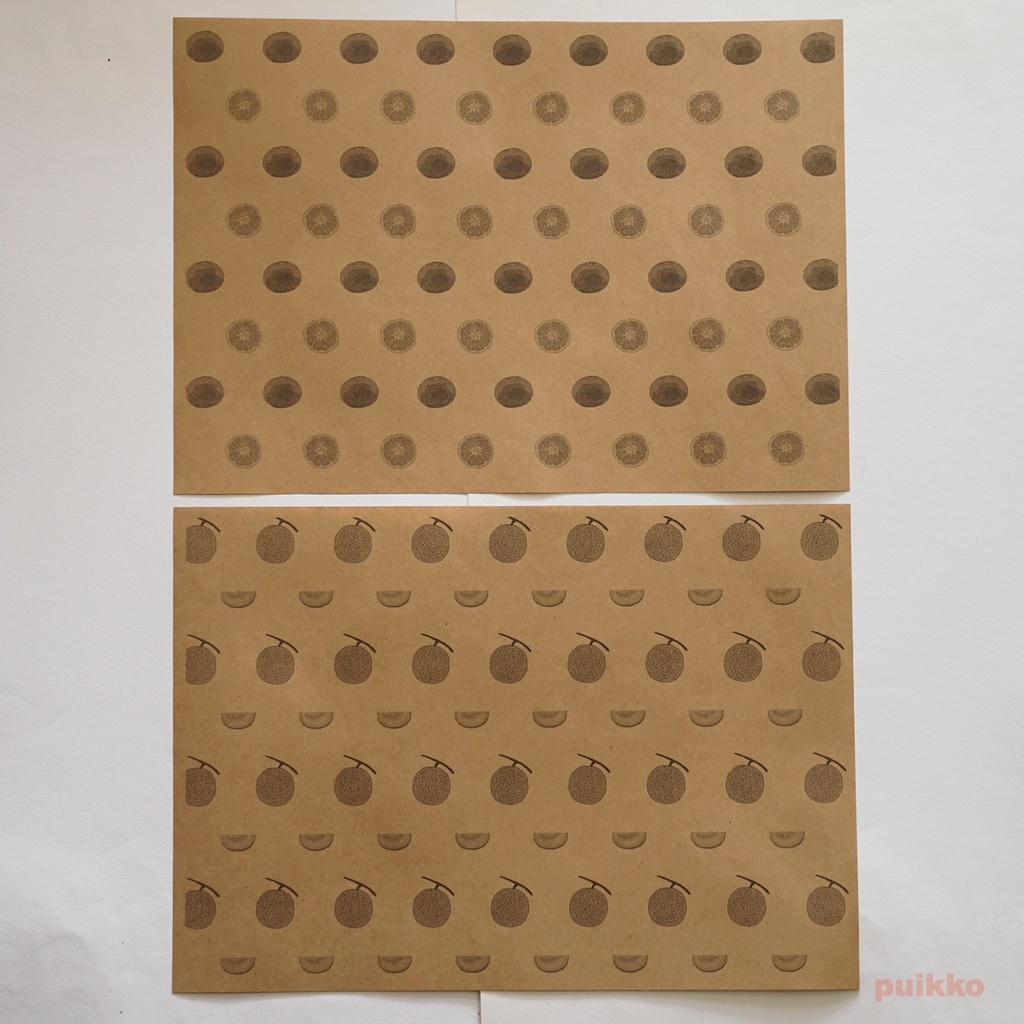 紙製ブックカバー フルーツ2(モノクロ)