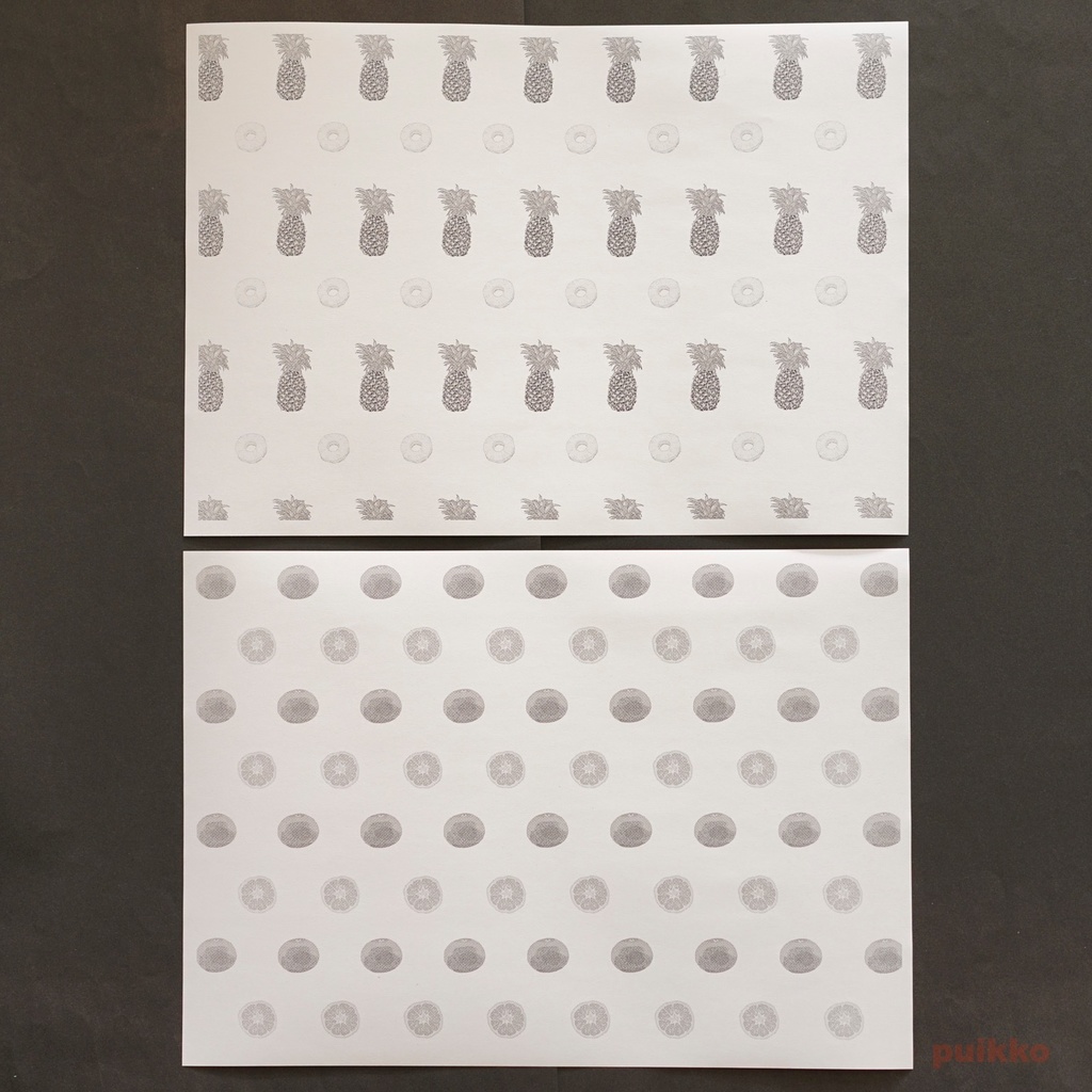 紙製ブックカバー フルーツ2(モノクロ)