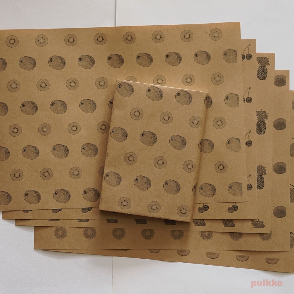 紙製ブックカバー　フルーツ2（モノクロ）