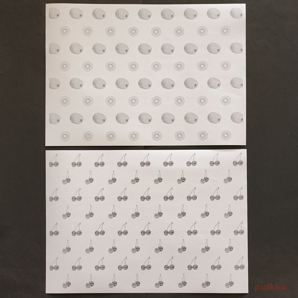 紙製ブックカバー フルーツ2(モノクロ)