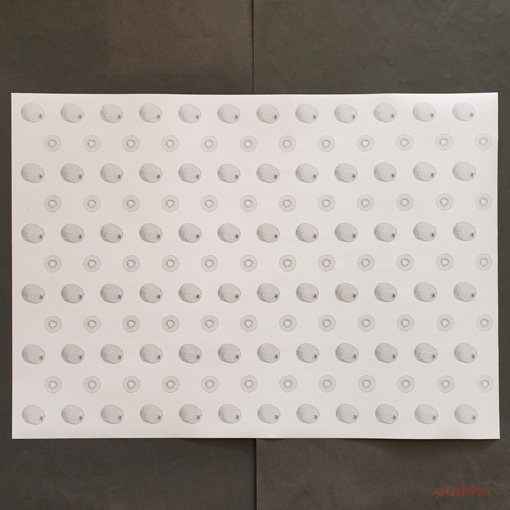 紙製ブックカバー フルーツ2(モノクロ) A3判