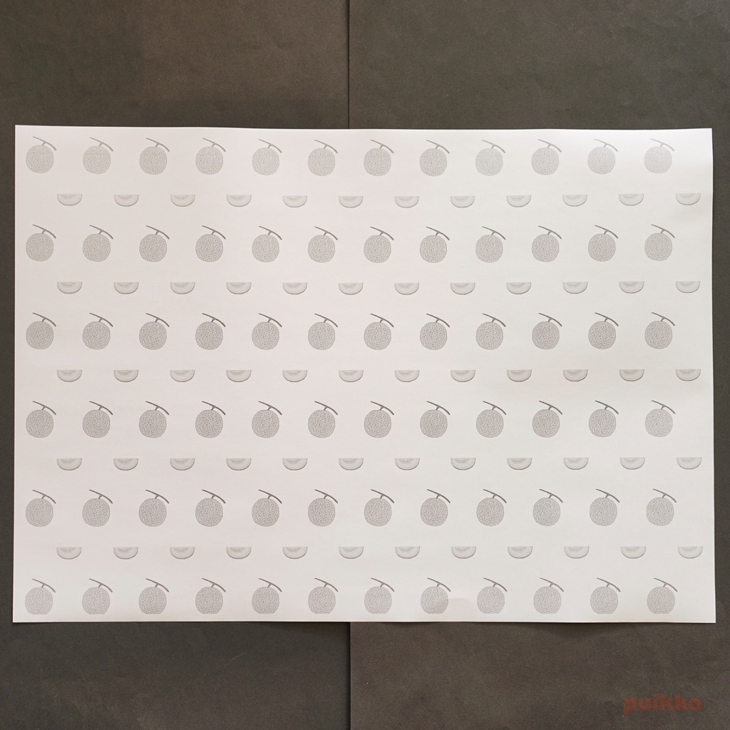 紙製ブックカバー フルーツ2(モノクロ) A3判