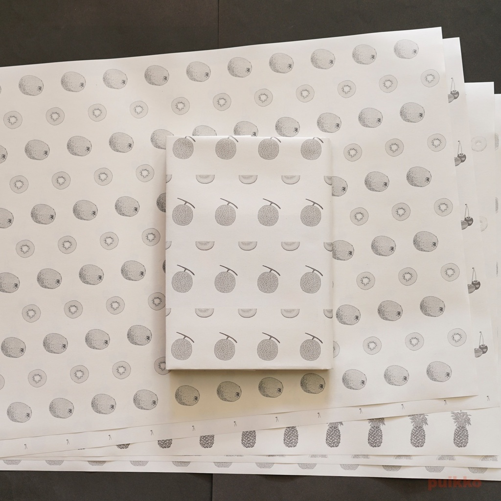 紙製ブックカバー フルーツ2(モノクロ) A3判