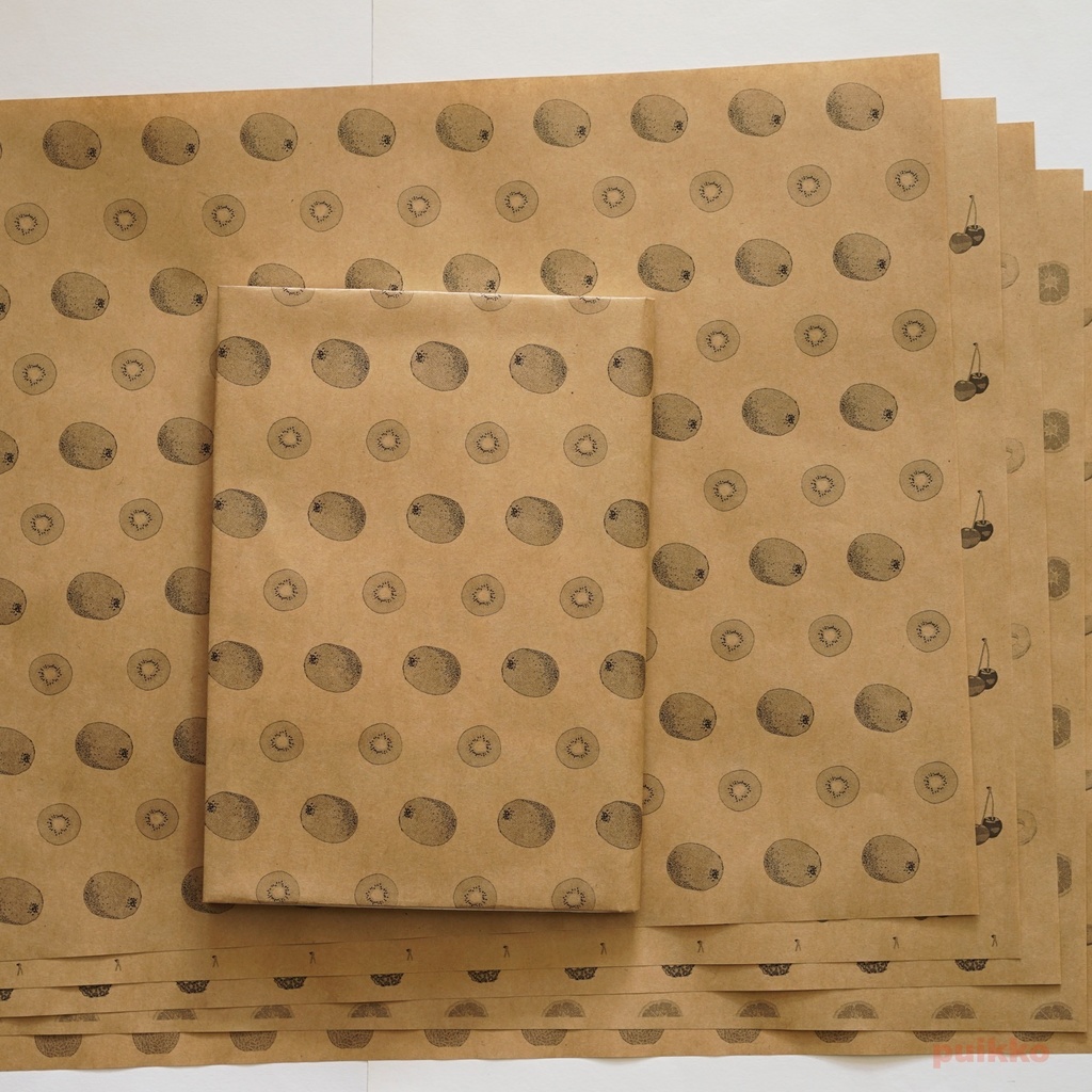 紙製ブックカバー　フルーツ2（モノクロ）　A3判