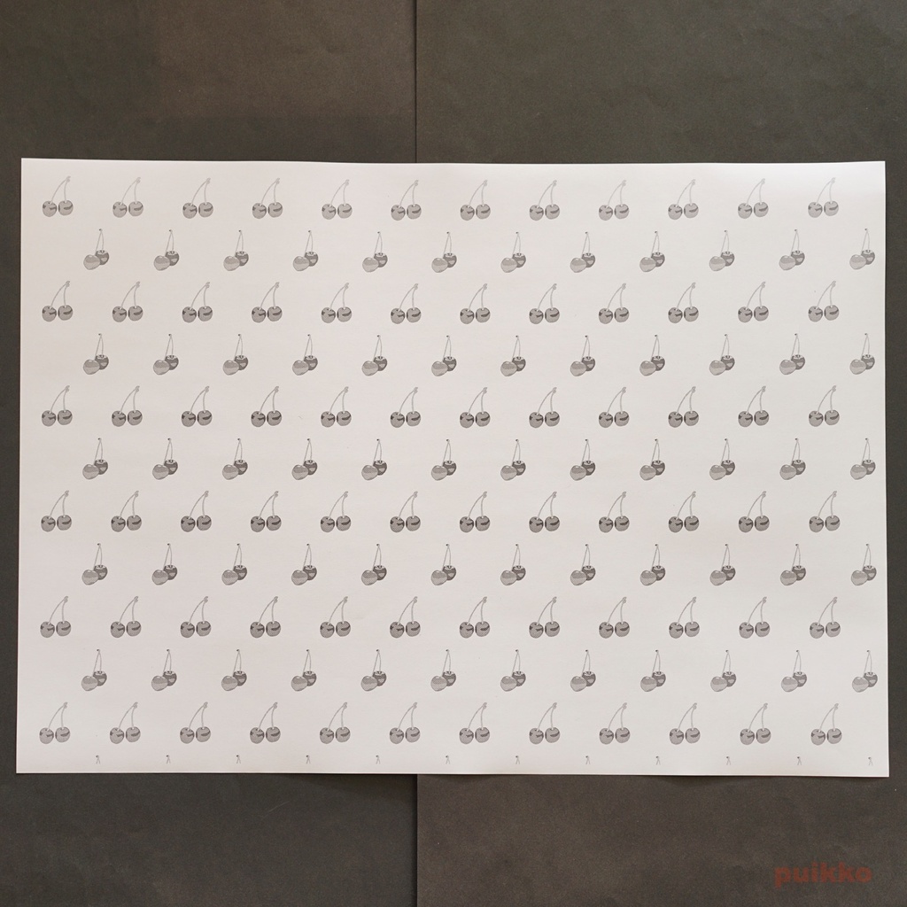 紙製ブックカバー フルーツ2(モノクロ) A3判