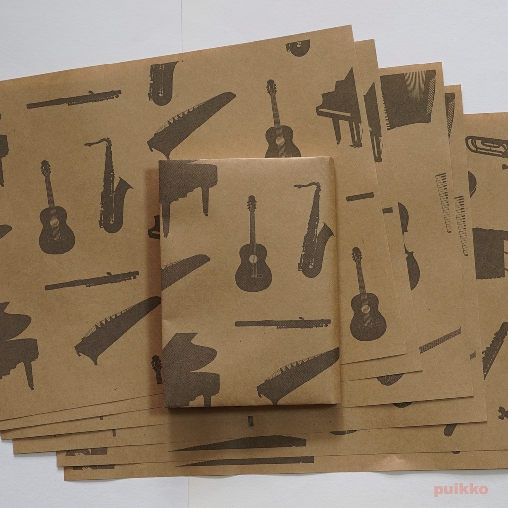 紙製ブックカバー　楽器（6枚セット）