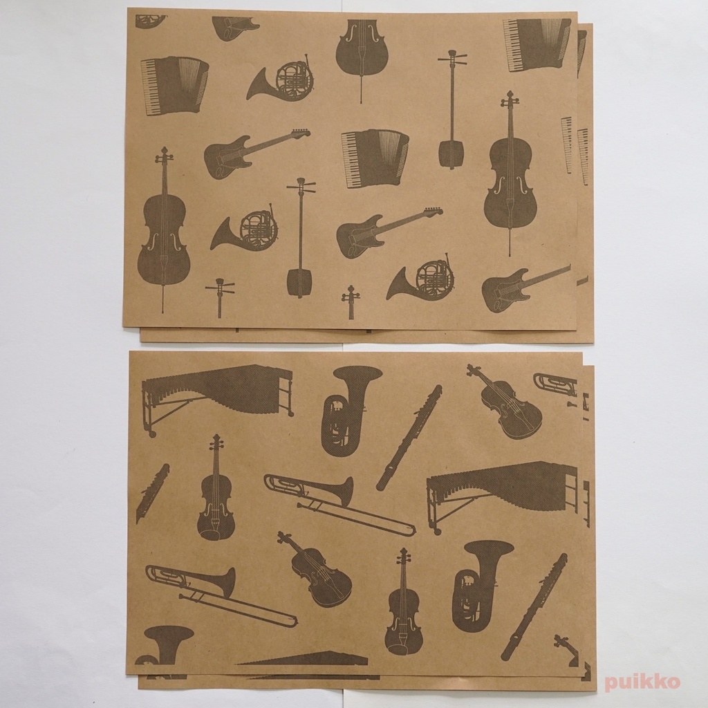 紙製ブックカバー 楽器(6枚セット)