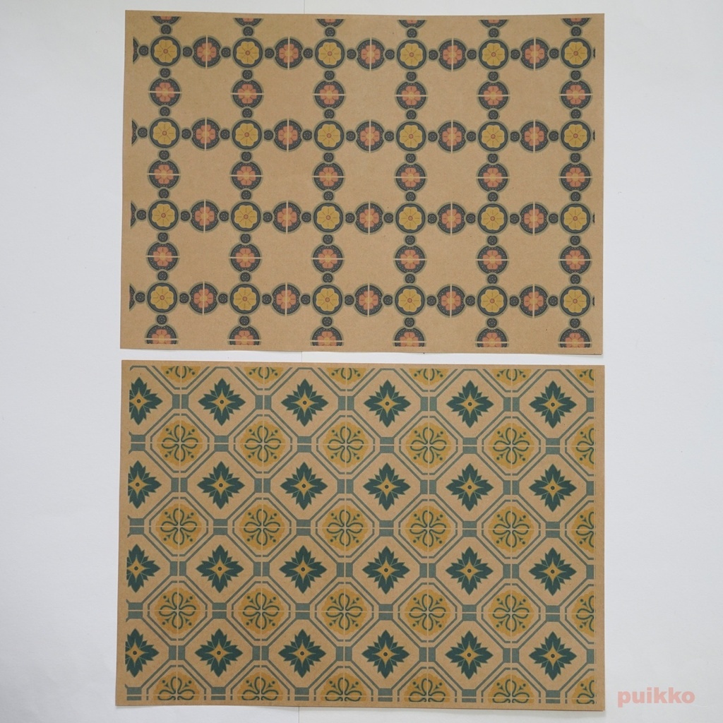 紙製ブックカバー マジョリカタイル(カラー)(5枚セット)