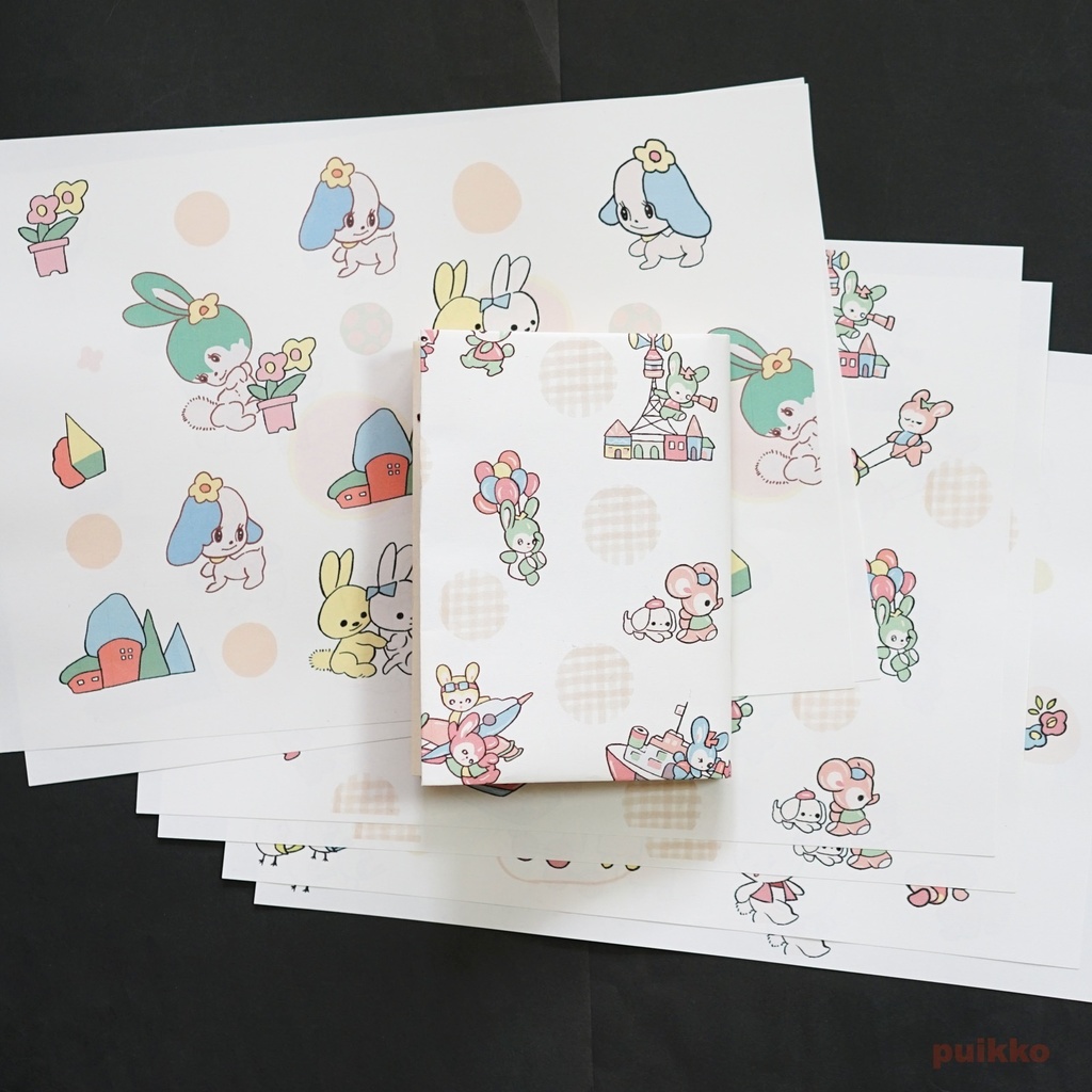 紙製ブックカバー レトロかわいい動物1(カラー)(6枚セット)