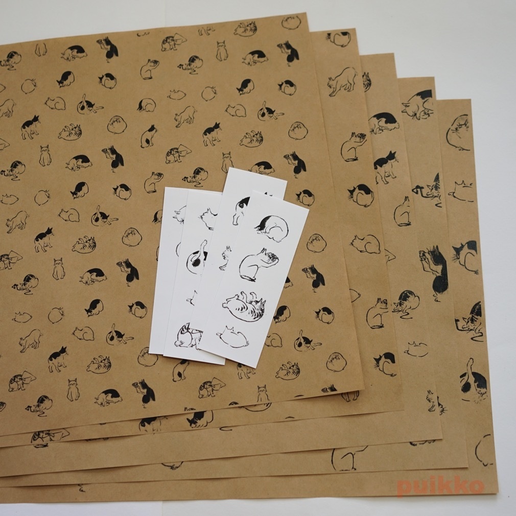 紙製ブックカバー＋しおり　広重「浮世画譜」猫　A3判