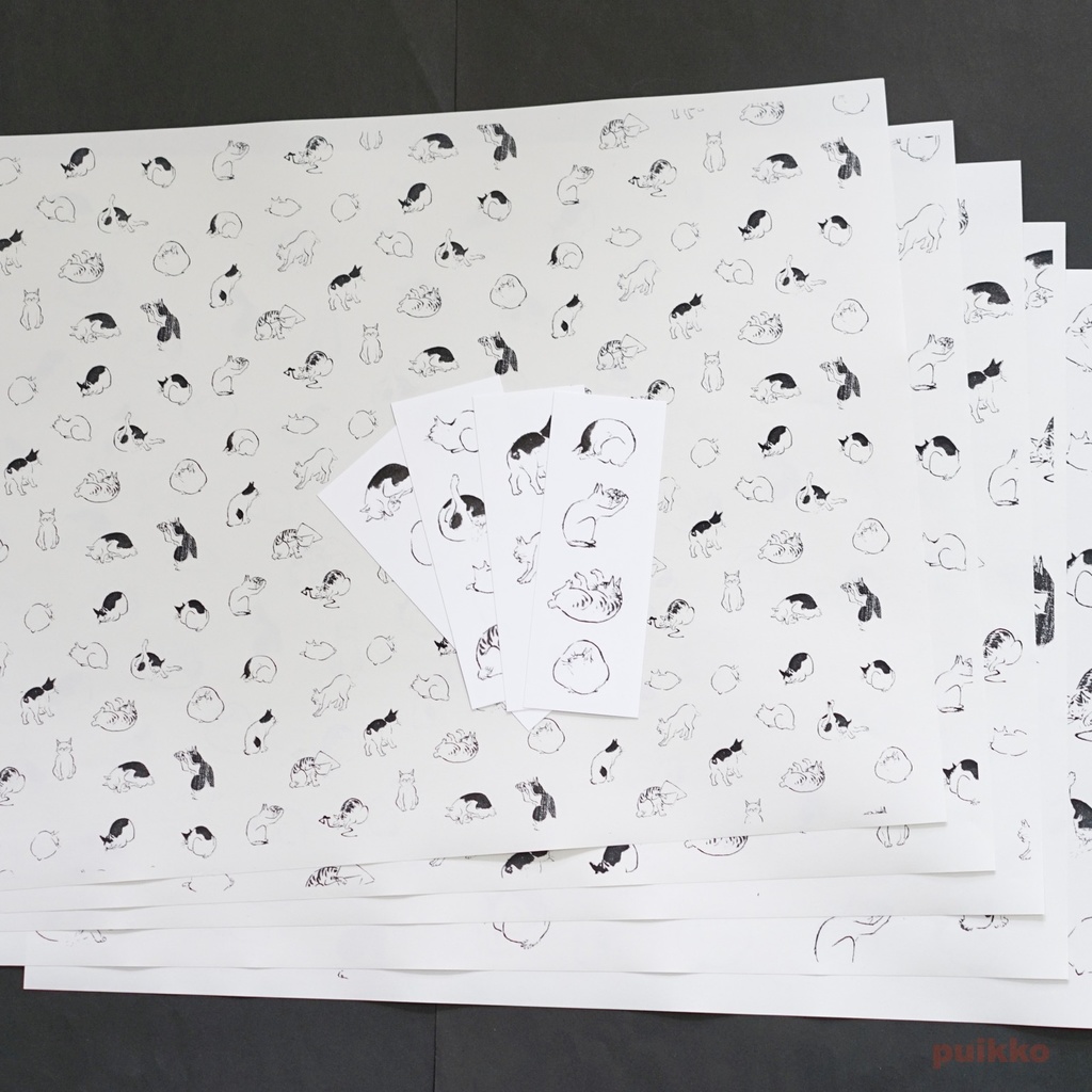 紙製ブックカバー+しおり 広重「浮世画譜」猫 A3判