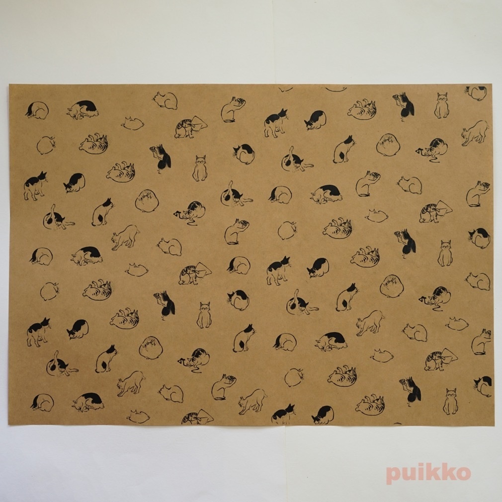 紙製ブックカバー+しおり 広重「浮世画譜」猫 A3判