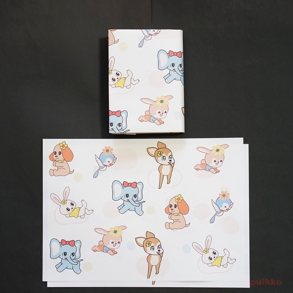 紙製ブックカバー レトロかわいい動物2(カラー)(6枚セット)