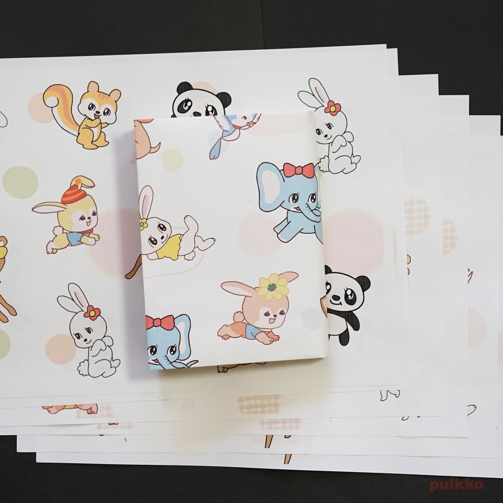 紙製ブックカバー レトロかわいい動物2(カラー)(6枚セット)
