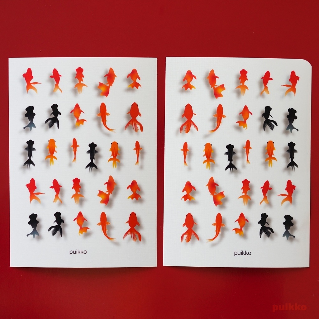 耐水透明シール 金魚イラスト(影付き)A(A6×2枚)