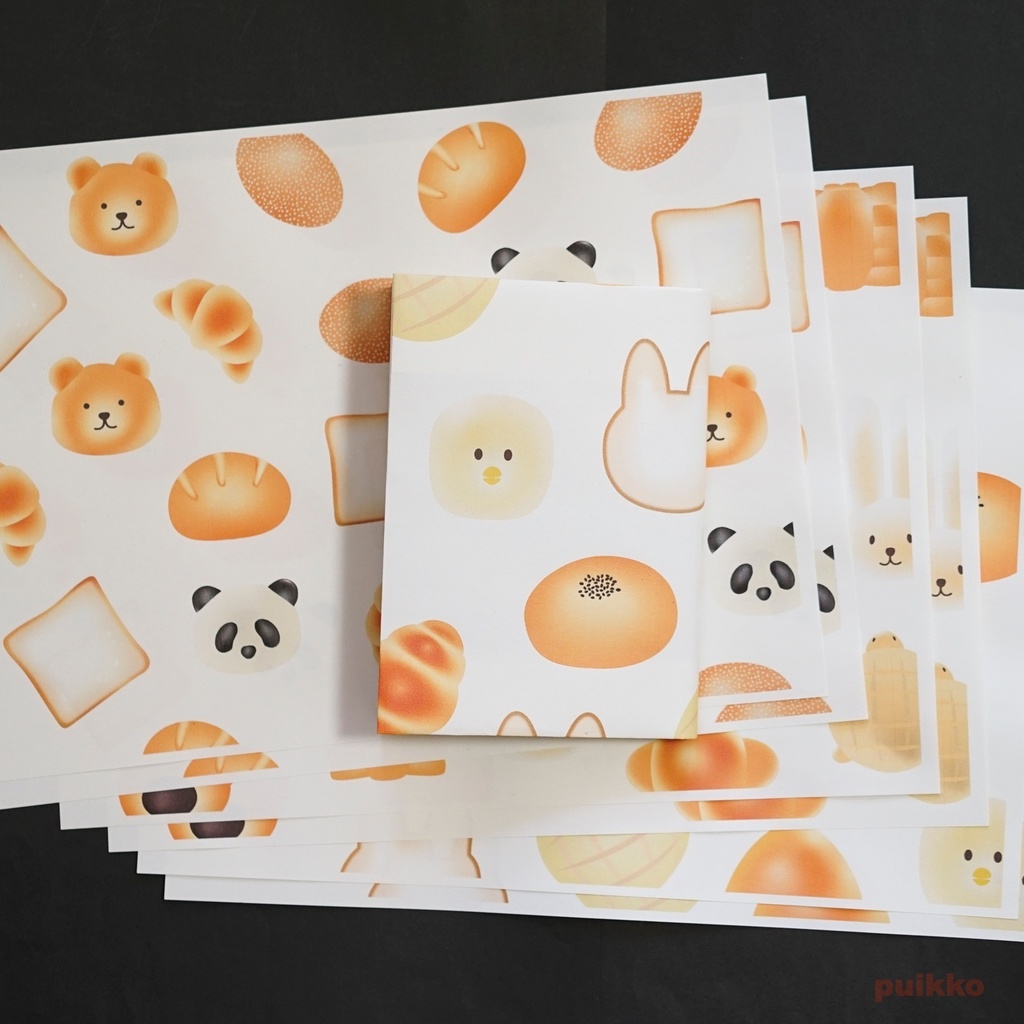 紙製ブックカバー パン(カラー)(6枚セット)