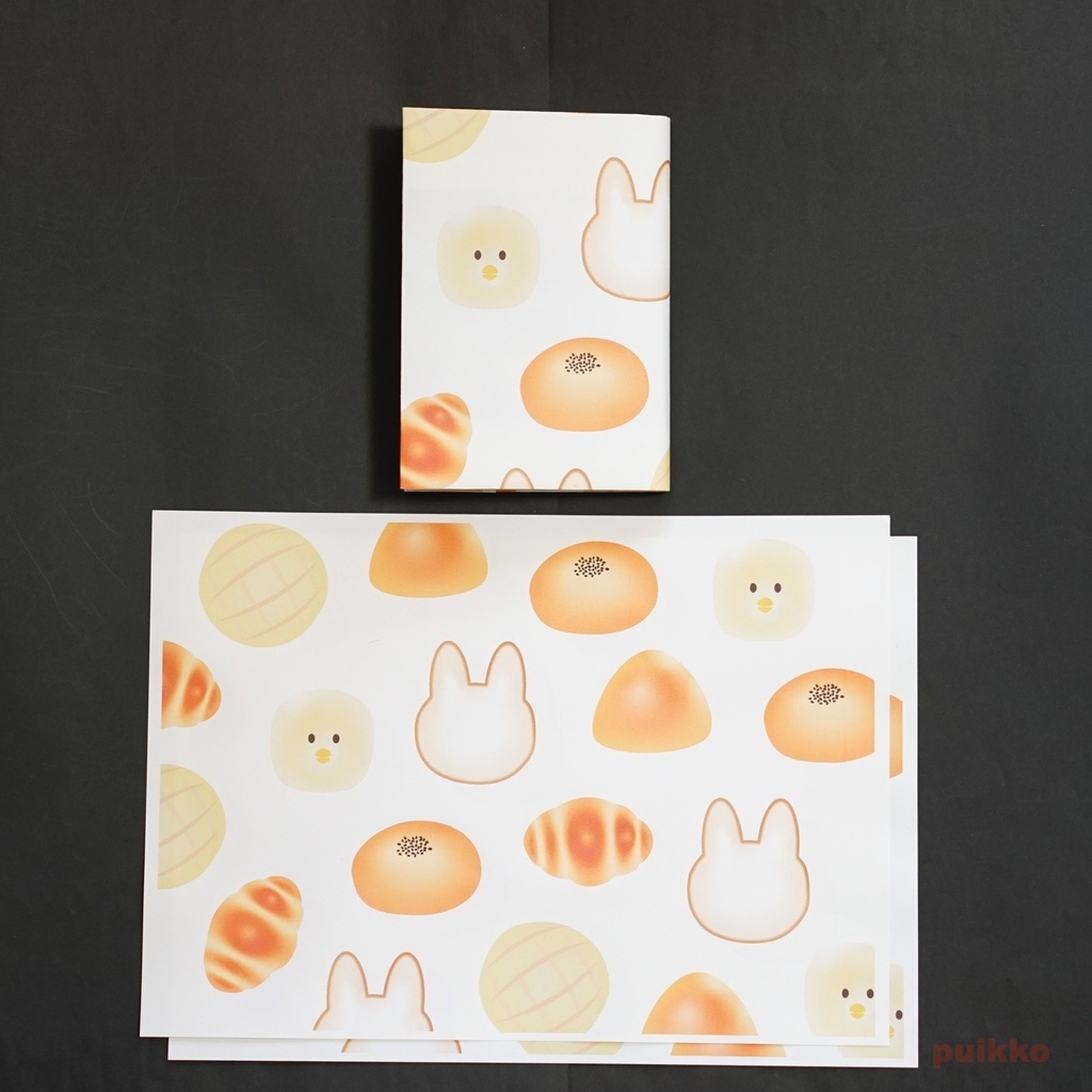 紙製ブックカバー パン(カラー)(6枚セット)