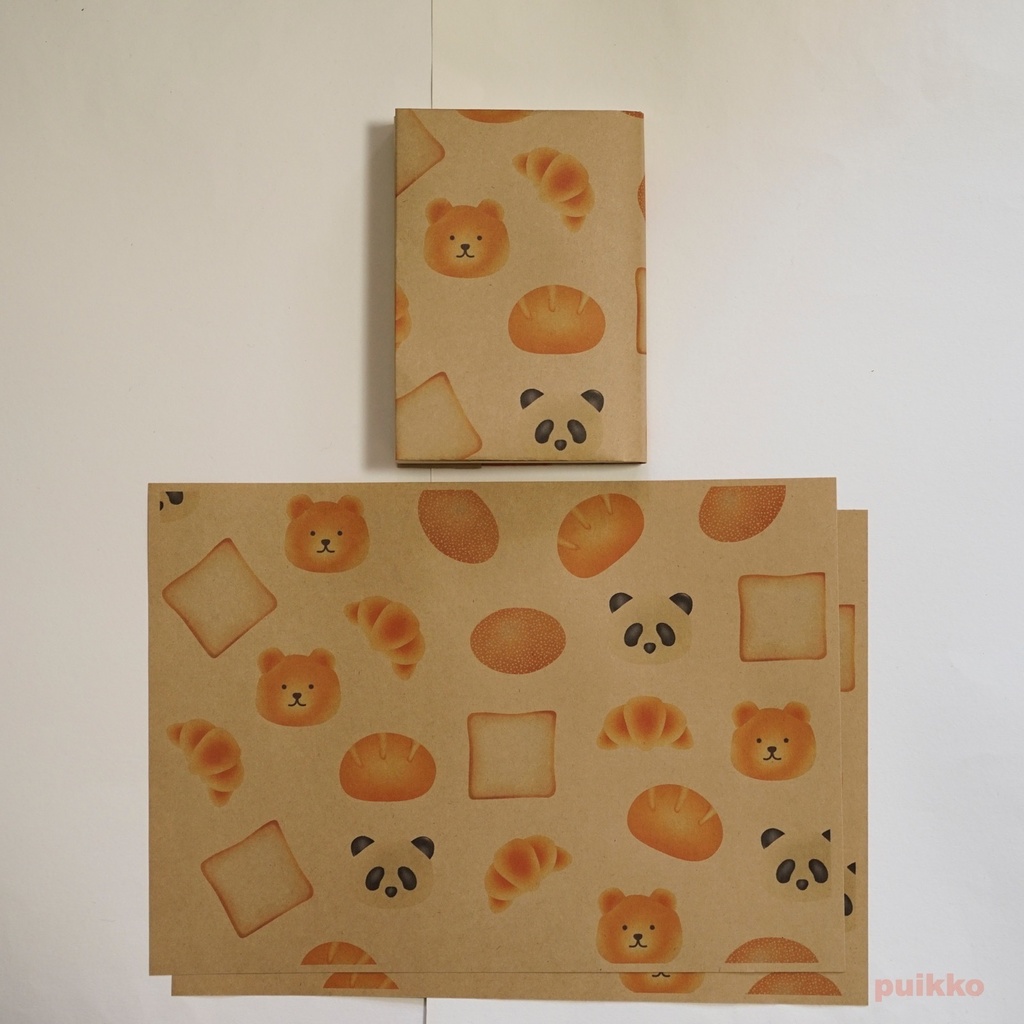 紙製ブックカバー パン(カラー)(6枚セット)