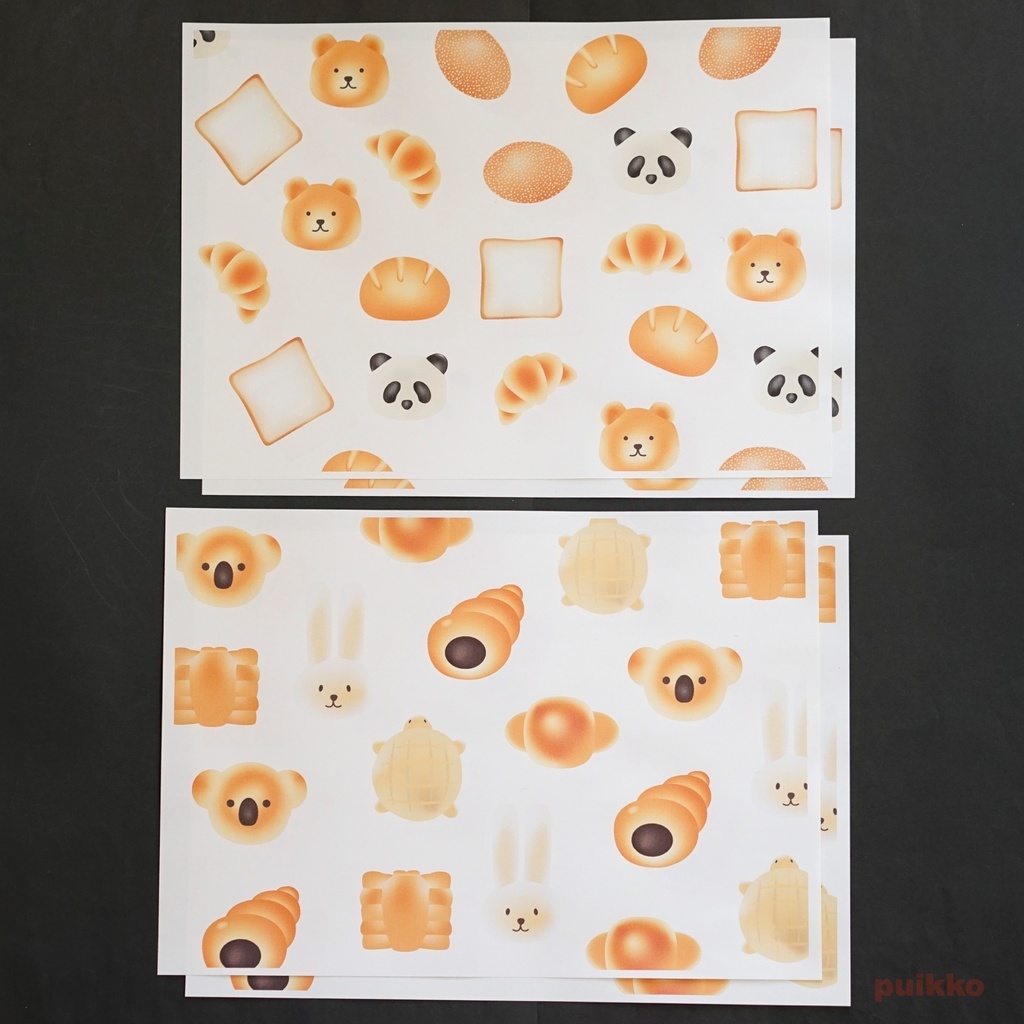 紙製ブックカバー パン(カラー)(6枚セット)