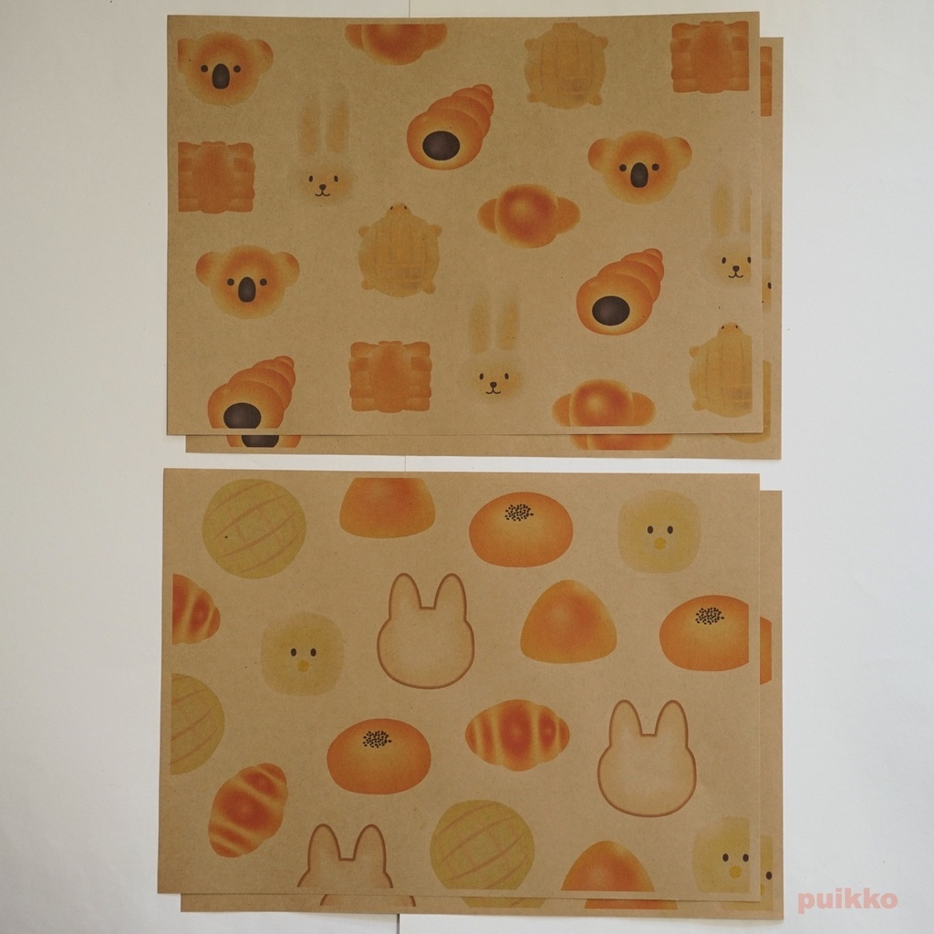 紙製ブックカバー パン(カラー)(6枚セット)