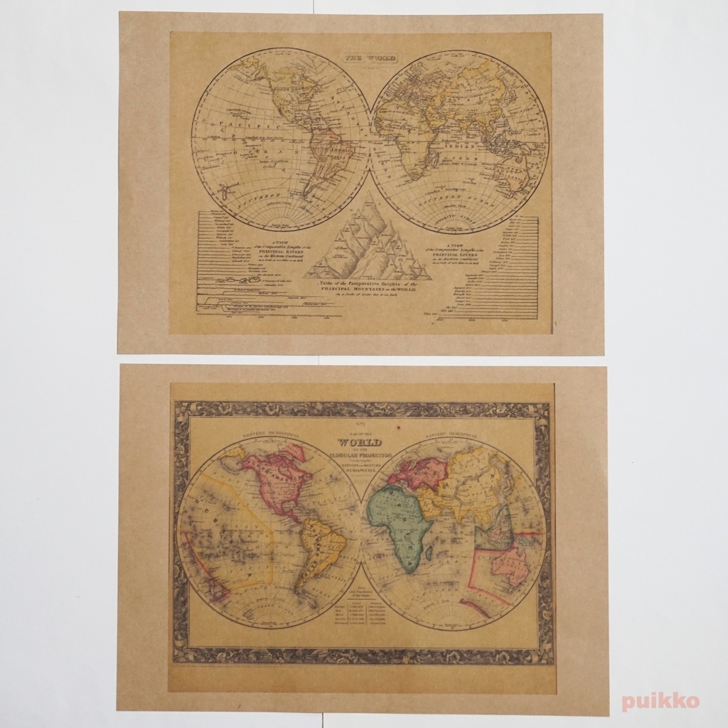 紙製ブックカバー 古地図3(カラー)(5枚セット)