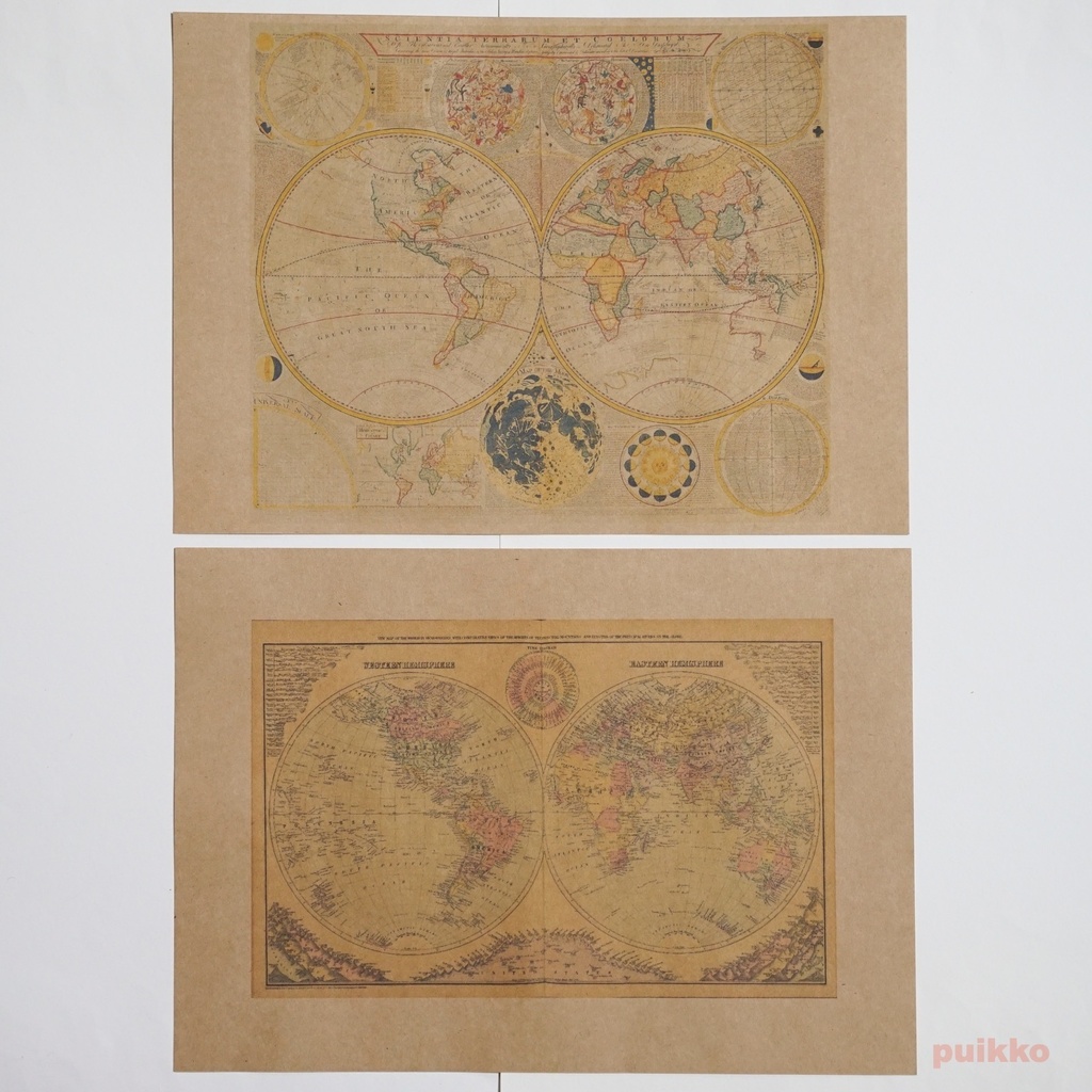 紙製ブックカバー 古地図3(カラー)(5枚セット)