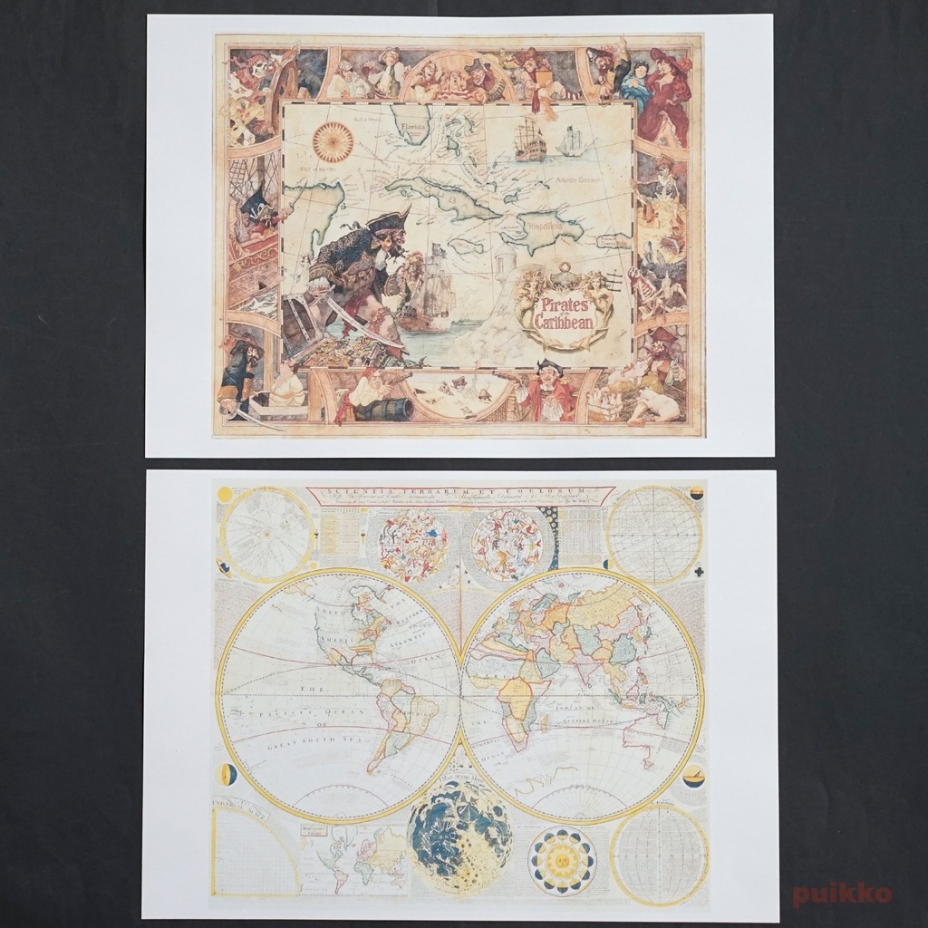 紙製ブックカバー 古地図3(カラー)(5枚セット)