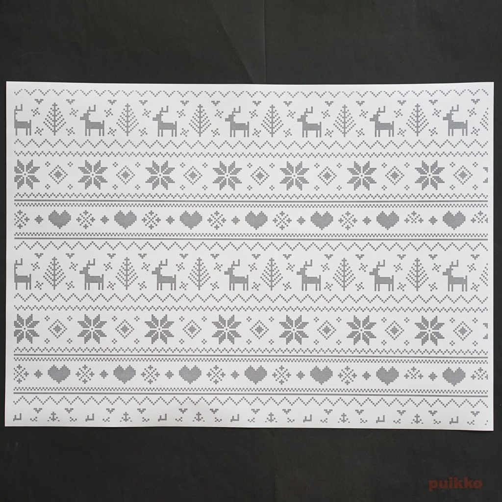 紙製ブックカバー ノルディック柄3(モノクロ) A3判(5枚セット)