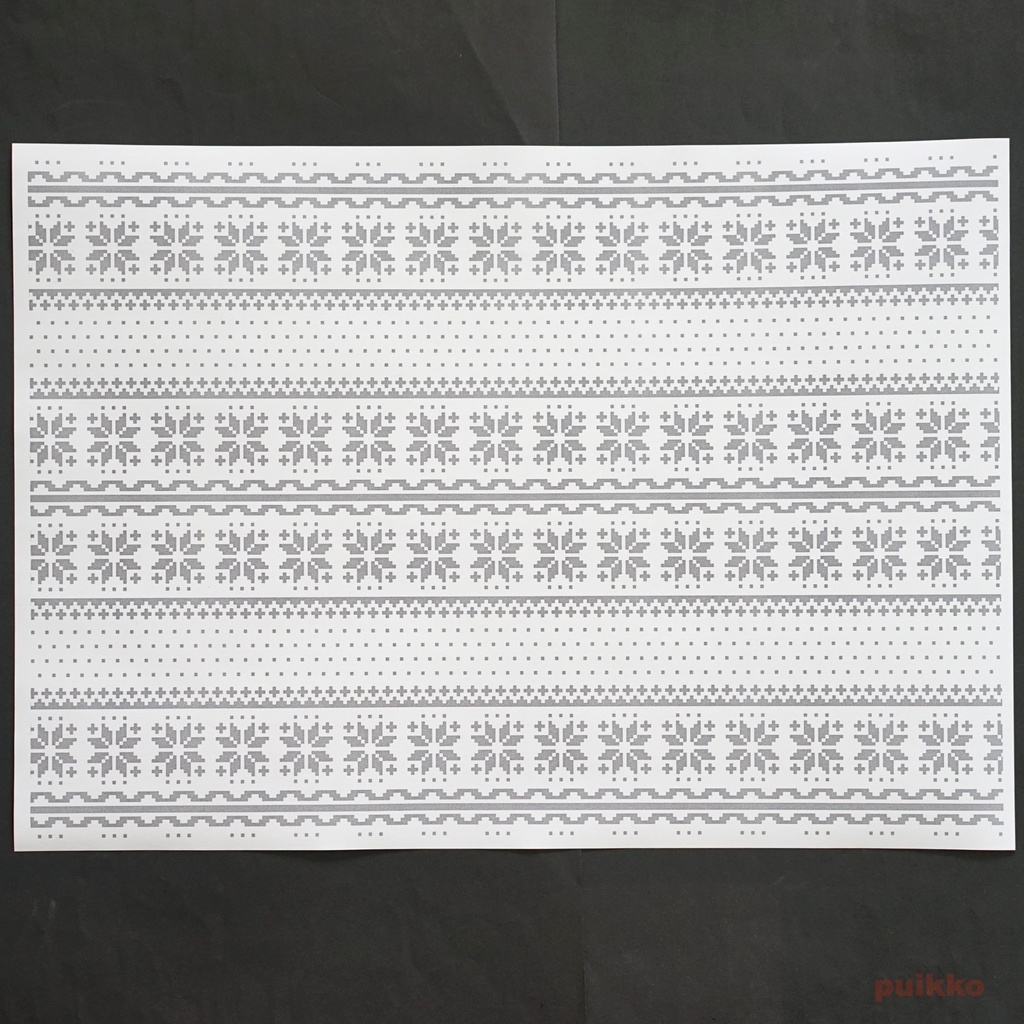 紙製ブックカバー ノルディック柄3(モノクロ) A3判(5枚セット)