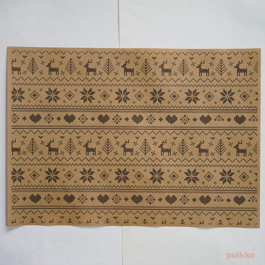 紙製ブックカバー ノルディック柄3(モノクロ) A3判(5枚セット)