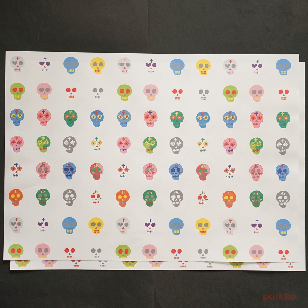 紙製ブックカバー メキシカンスカル(カラー) A3判(6枚セット)