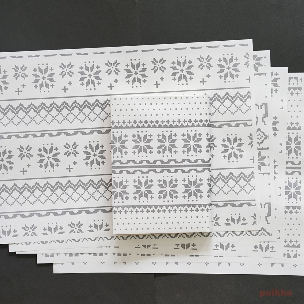 紙製ブックカバー ノルディック柄3(モノクロ)(5枚セット)