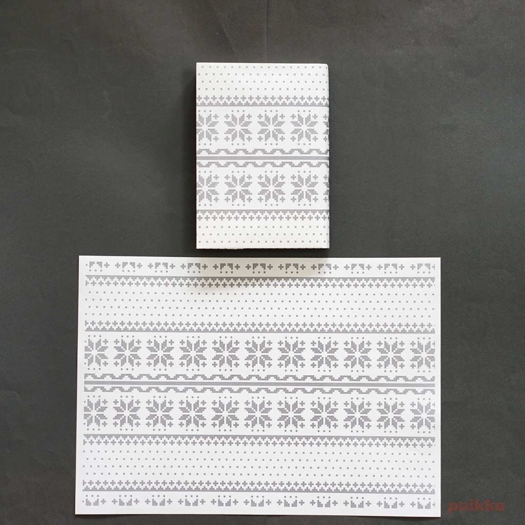 紙製ブックカバー ノルディック柄3(モノクロ)(5枚セット)