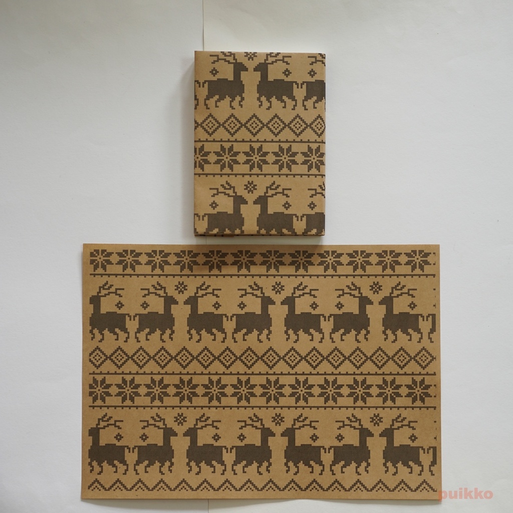 紙製ブックカバー ノルディック柄3(モノクロ)(5枚セット)