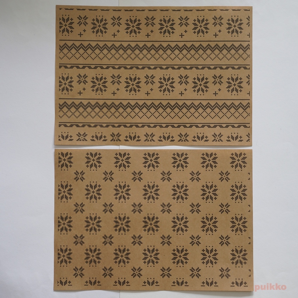 紙製ブックカバー ノルディック柄3(モノクロ)(5枚セット)