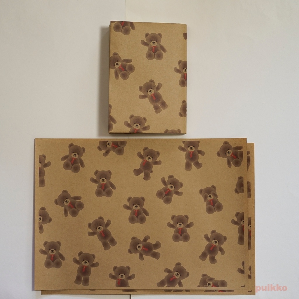 紙製ブックカバー くまのぬいぐるみ(カラー)(6枚セット)