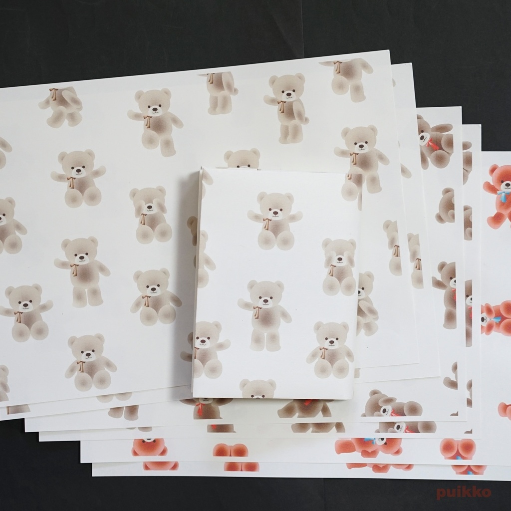 紙製ブックカバー くまのぬいぐるみ(カラー)(6枚セット)