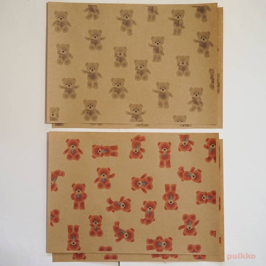 紙製ブックカバー くまのぬいぐるみ(カラー)(6枚セット)