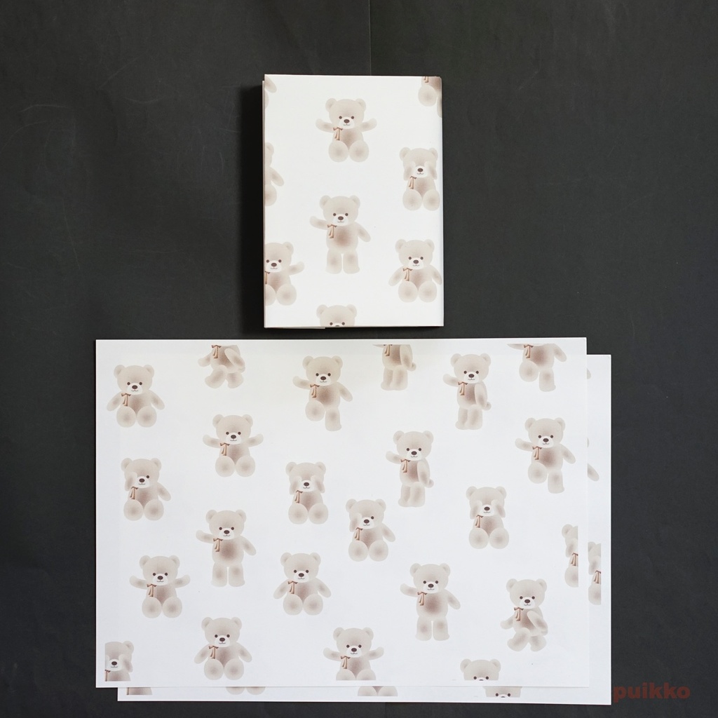 紙製ブックカバー くまのぬいぐるみ(カラー)(6枚セット)