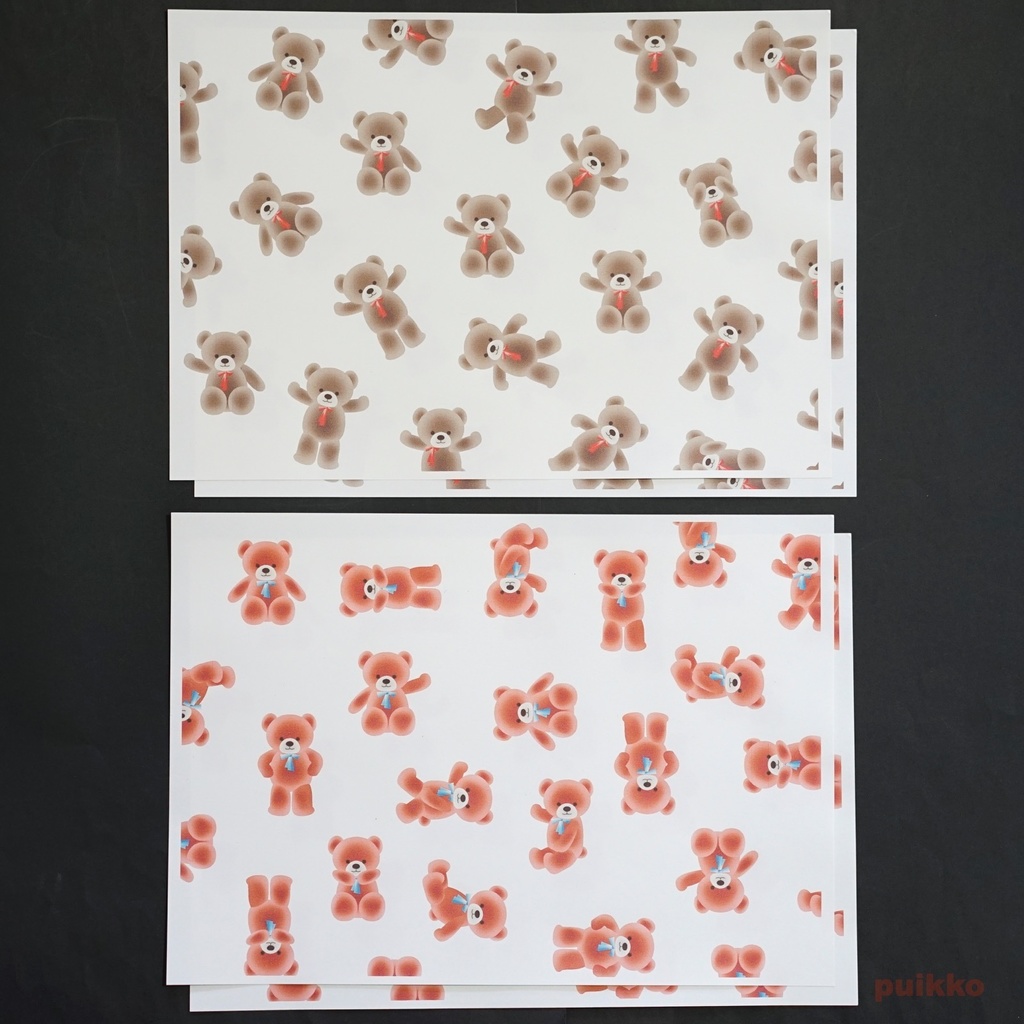 紙製ブックカバー くまのぬいぐるみ(カラー)(6枚セット)