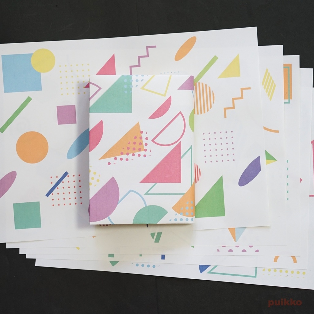 紙製ブックカバー メンフィス柄1(カラー)(5枚セット)