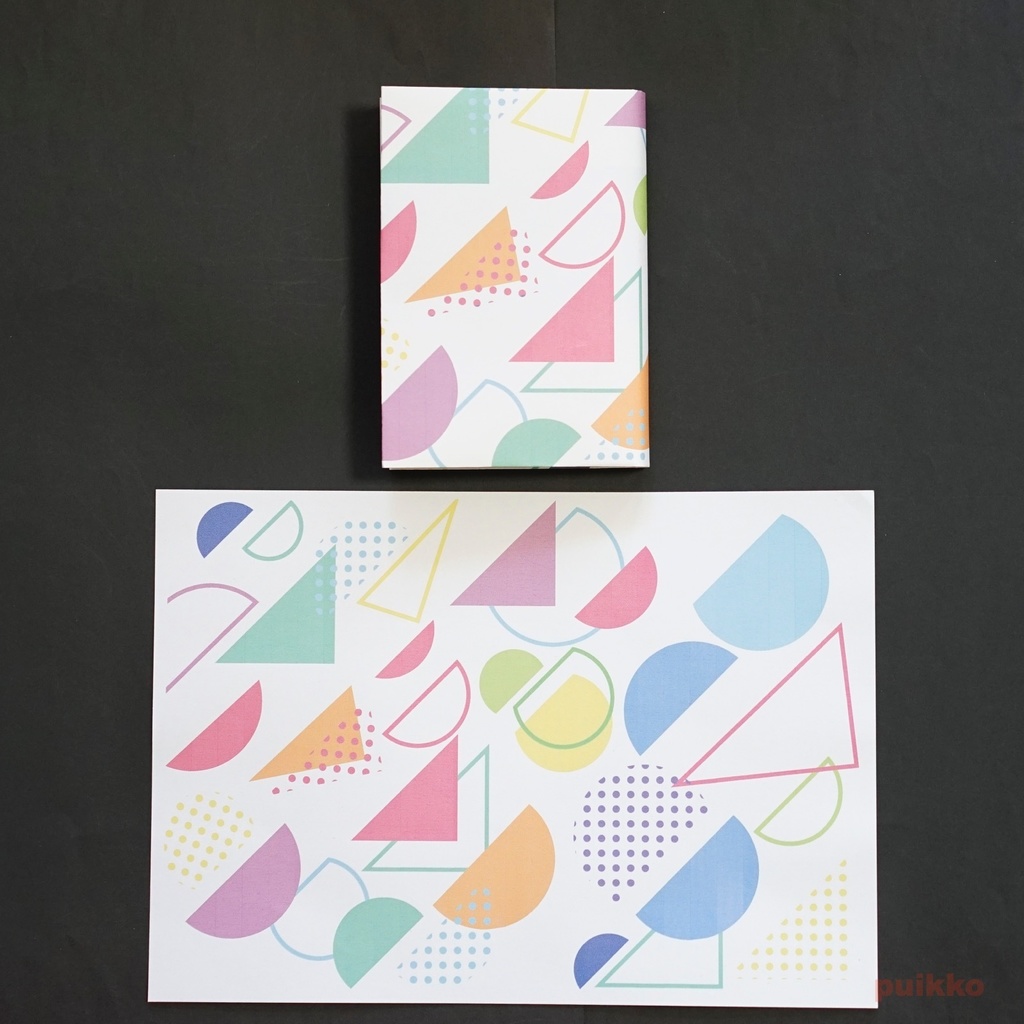 紙製ブックカバー メンフィス柄1(カラー)(5枚セット)