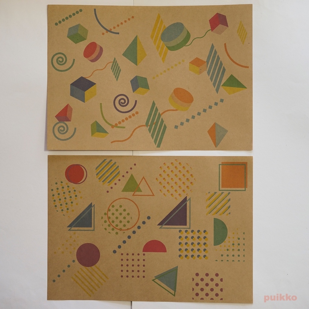 紙製ブックカバー メンフィス柄1(カラー)(5枚セット)