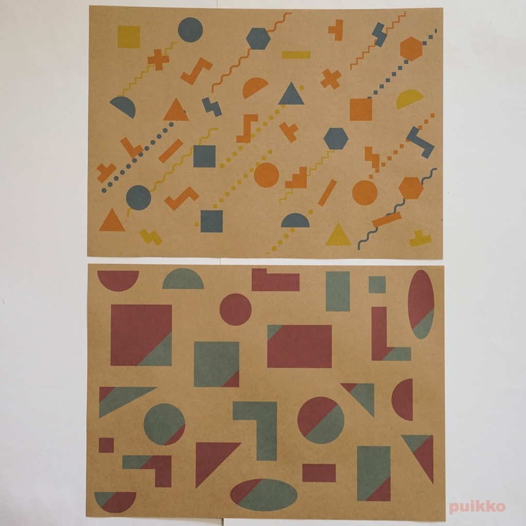 紙製ブックカバー メンフィス柄2(カラー)(5枚セット)