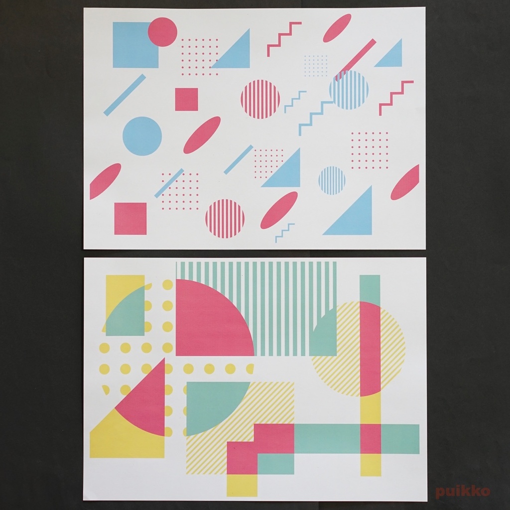 紙製ブックカバー メンフィス柄2(カラー)(5枚セット)