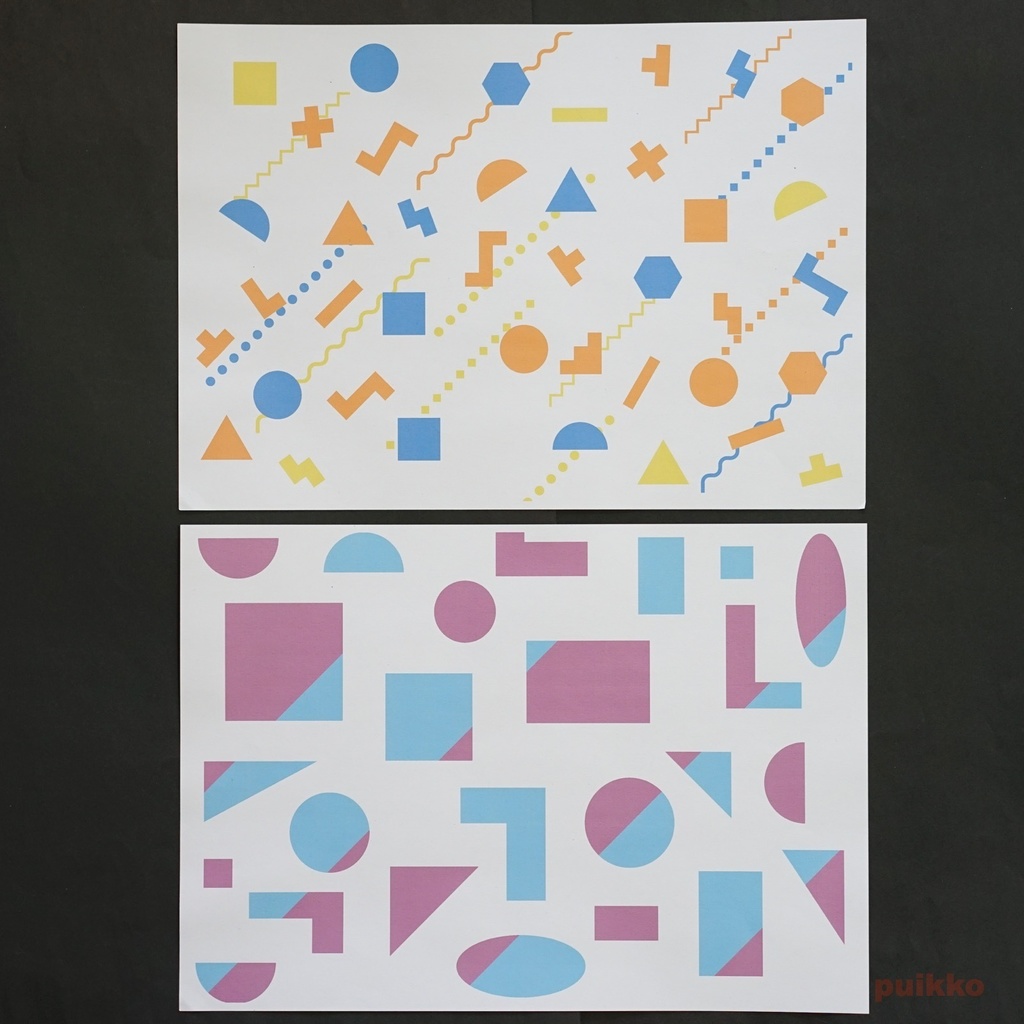 紙製ブックカバー メンフィス柄2(カラー)(5枚セット)