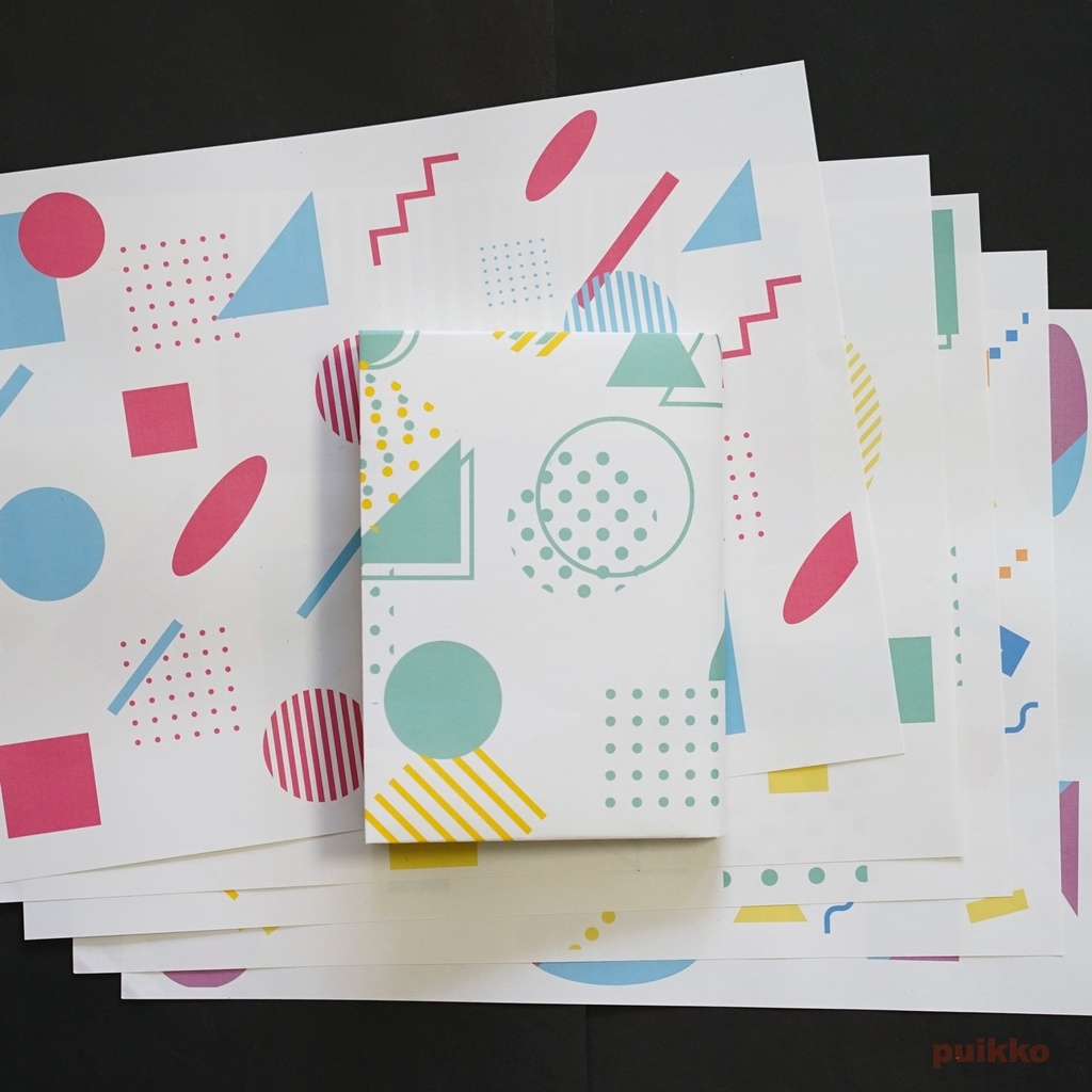 紙製ブックカバー メンフィス柄2(カラー)(5枚セット)