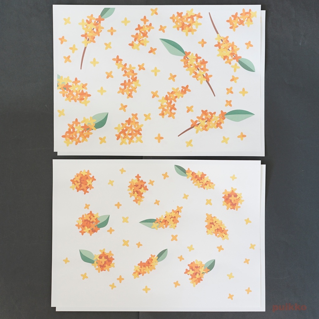 紙製ブックカバー 金木犀(カラー)(6枚セット)