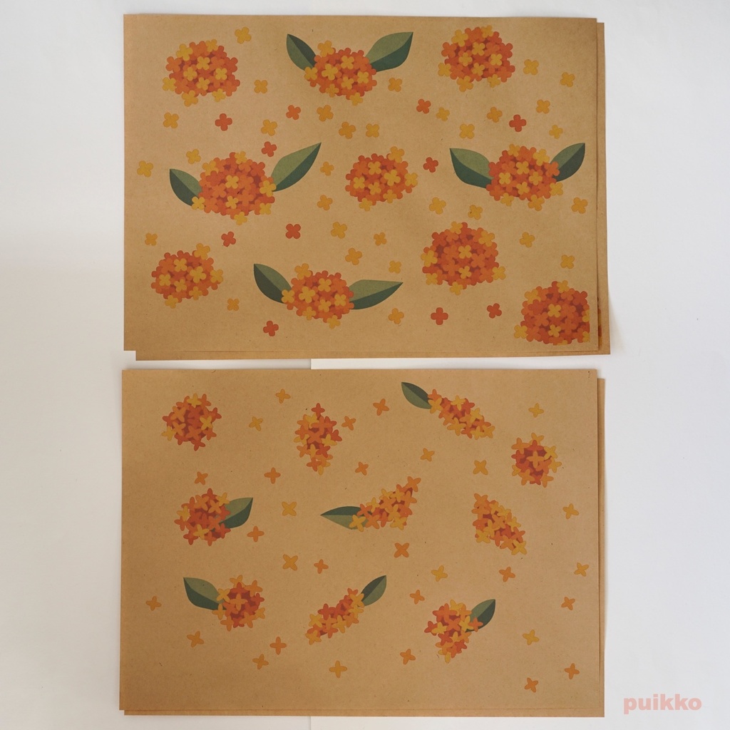 紙製ブックカバー 金木犀(カラー)(6枚セット)