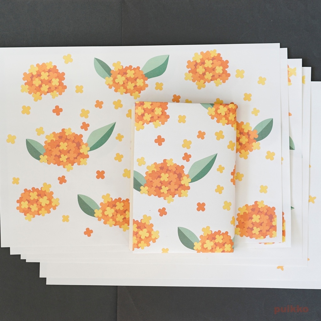 紙製ブックカバー 金木犀(カラー)(6枚セット)